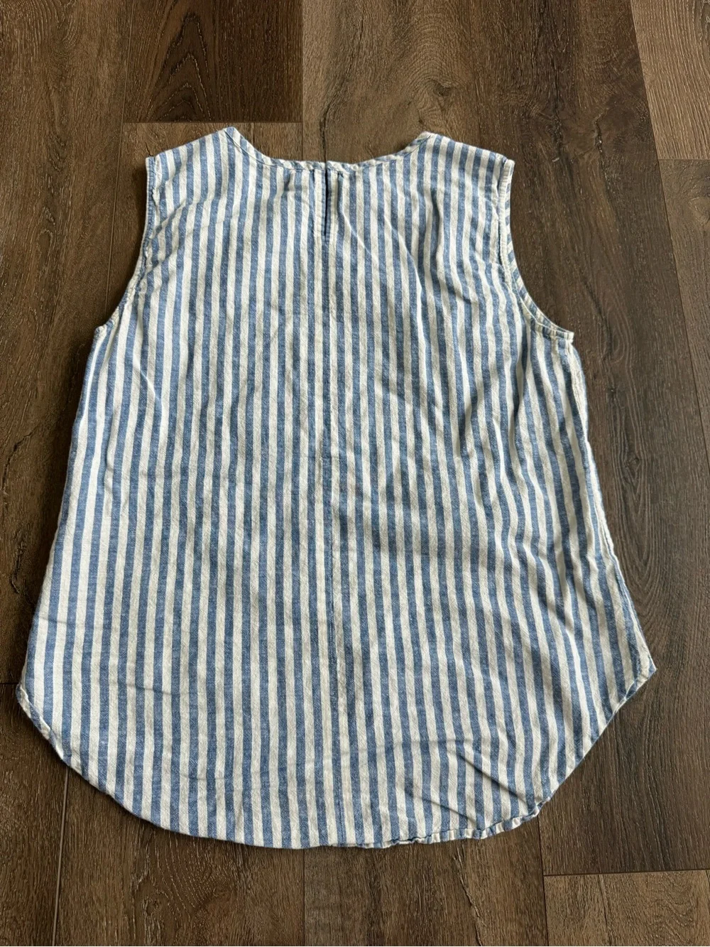 J. Crew Blue & White Linen Stripe Sleeveless Pocket Tank Women’s  Size 8